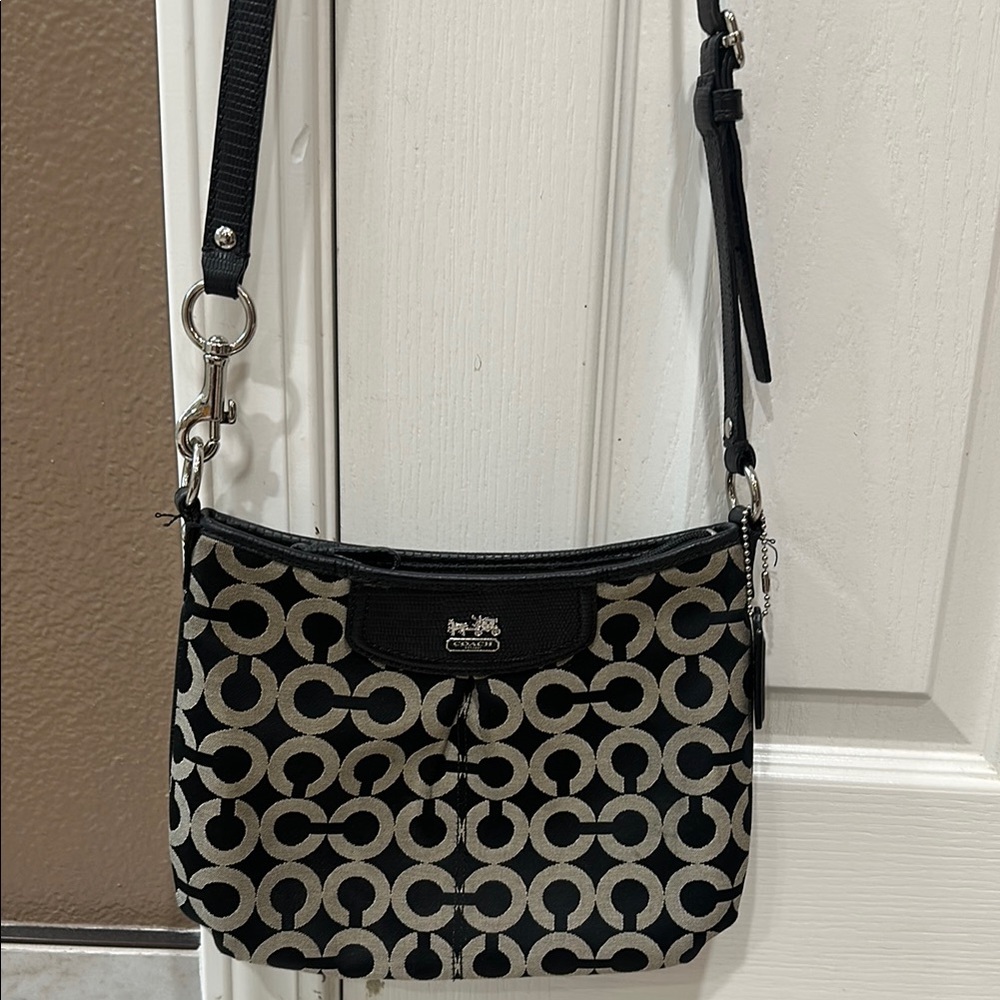 Coach Black and Gray Crossbody Bag with Signature Design